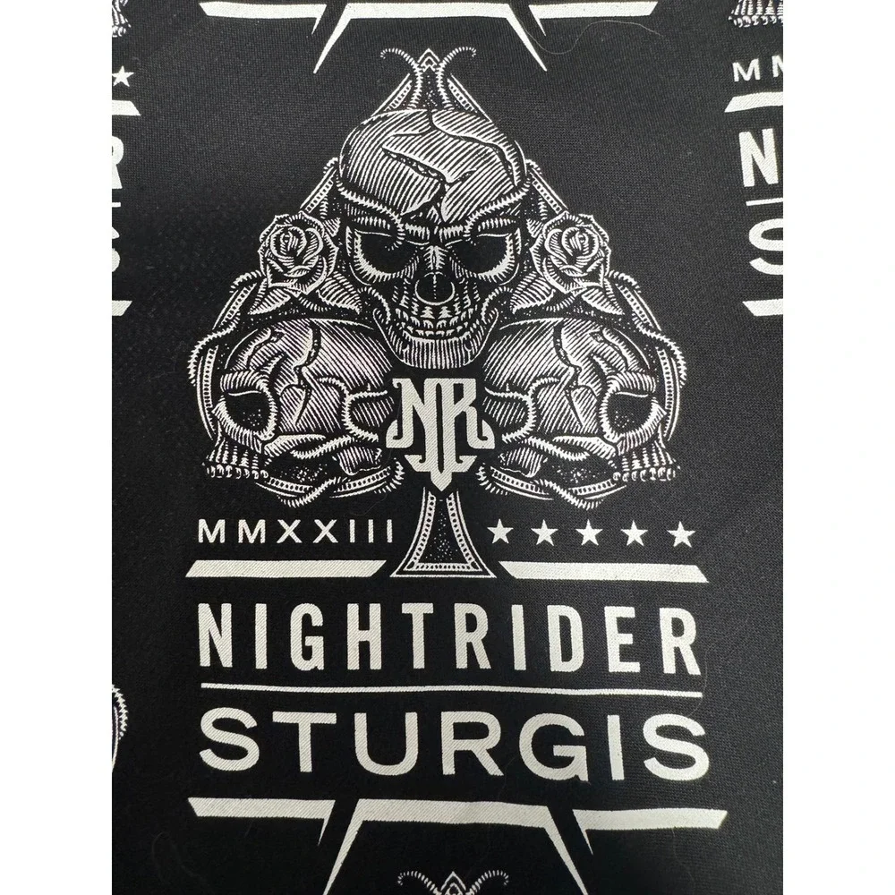 NightRider Jewelry Sturgis 2023 MMXXIII Black Skull Spade Bandana Scarf 21x21